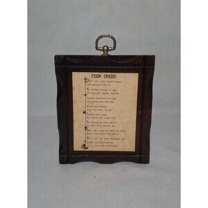 Vintage "Teen Creed" Wooden Plaque Wall Art 70s 80s Kids Room